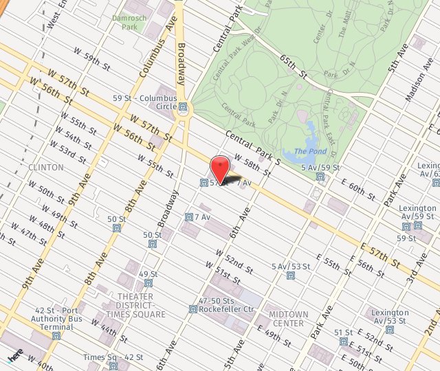 Location Map: 156 W. 56th Street New York, N.Y. 10019